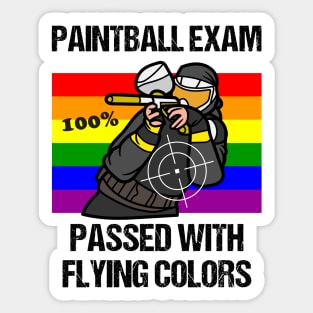 Funny Paintball Exam Paint Balling Jokes with Rainbow Flying Colors Sticker